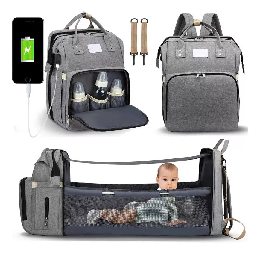 🔥 ¡¡Mochila Pañalera, Cuna y Mudador👶🏻 3 en 1 🔥!!